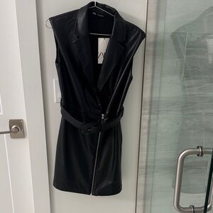 Zara Black Belted Vest Dress